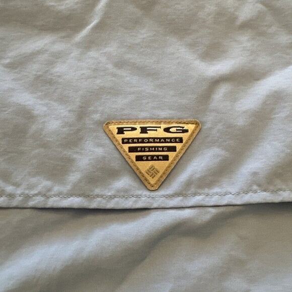 Columbia PFG Shirt Mens Large Pale Blue Button-Down Vented Fishing Outdoor UV - Picture 6 of 8